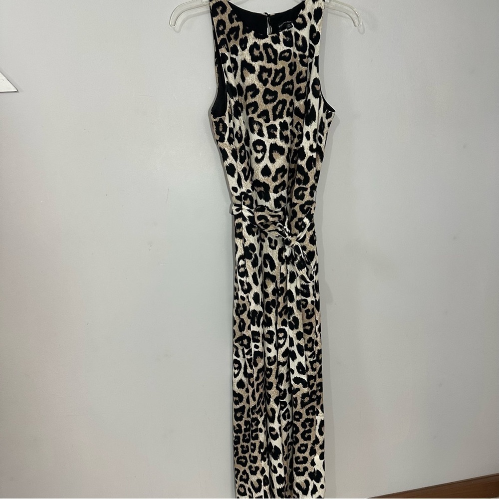 French Connection Leopard Print Jumpsuit Animal Print Wide Leg Romper Neutral - Picture 9 of 11